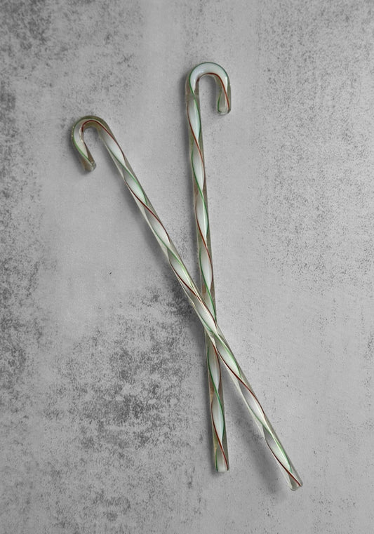 Set of Three Vintage Glass Striped Stirrers