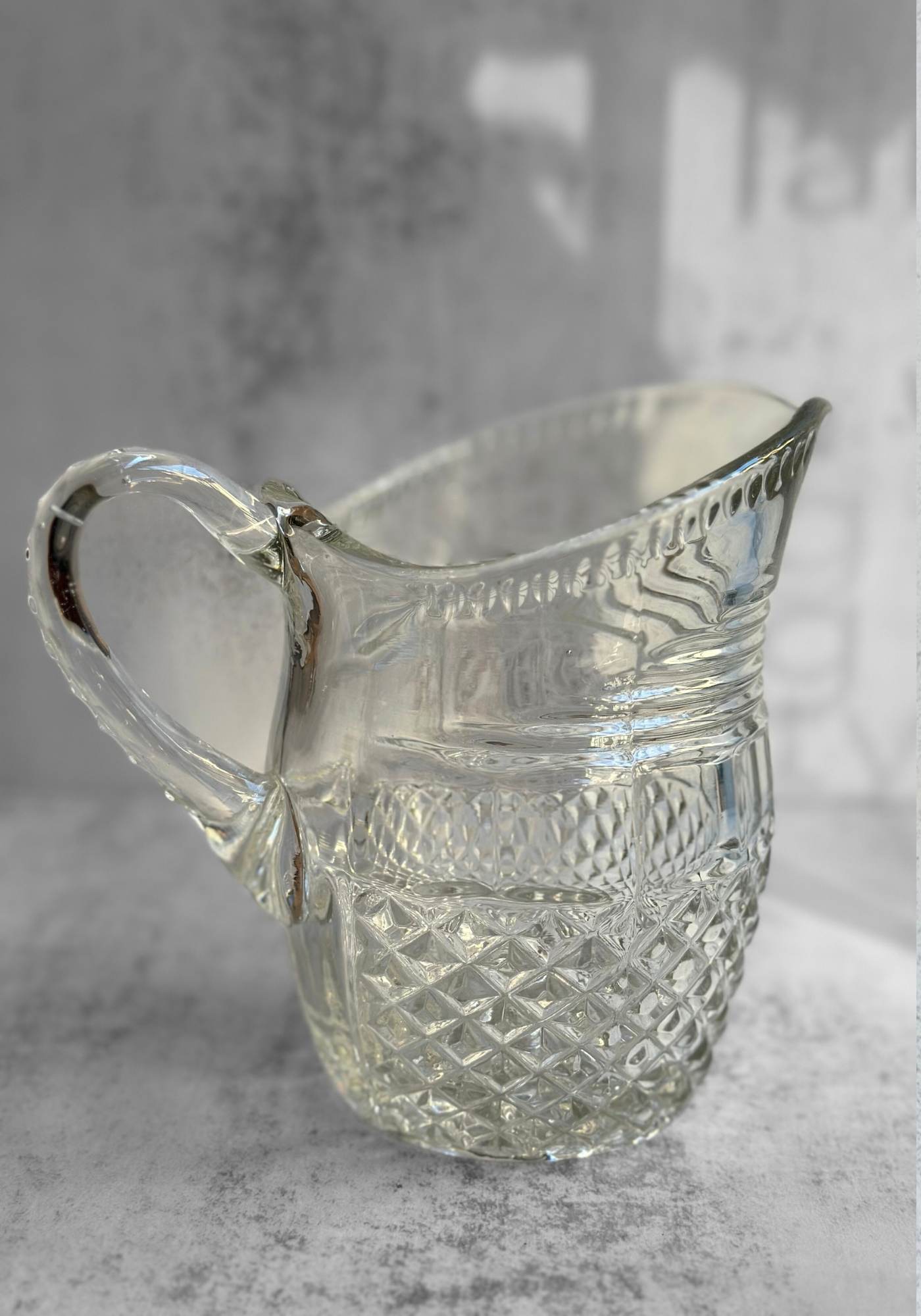 Clear Curvy Pressed Glass Jug
