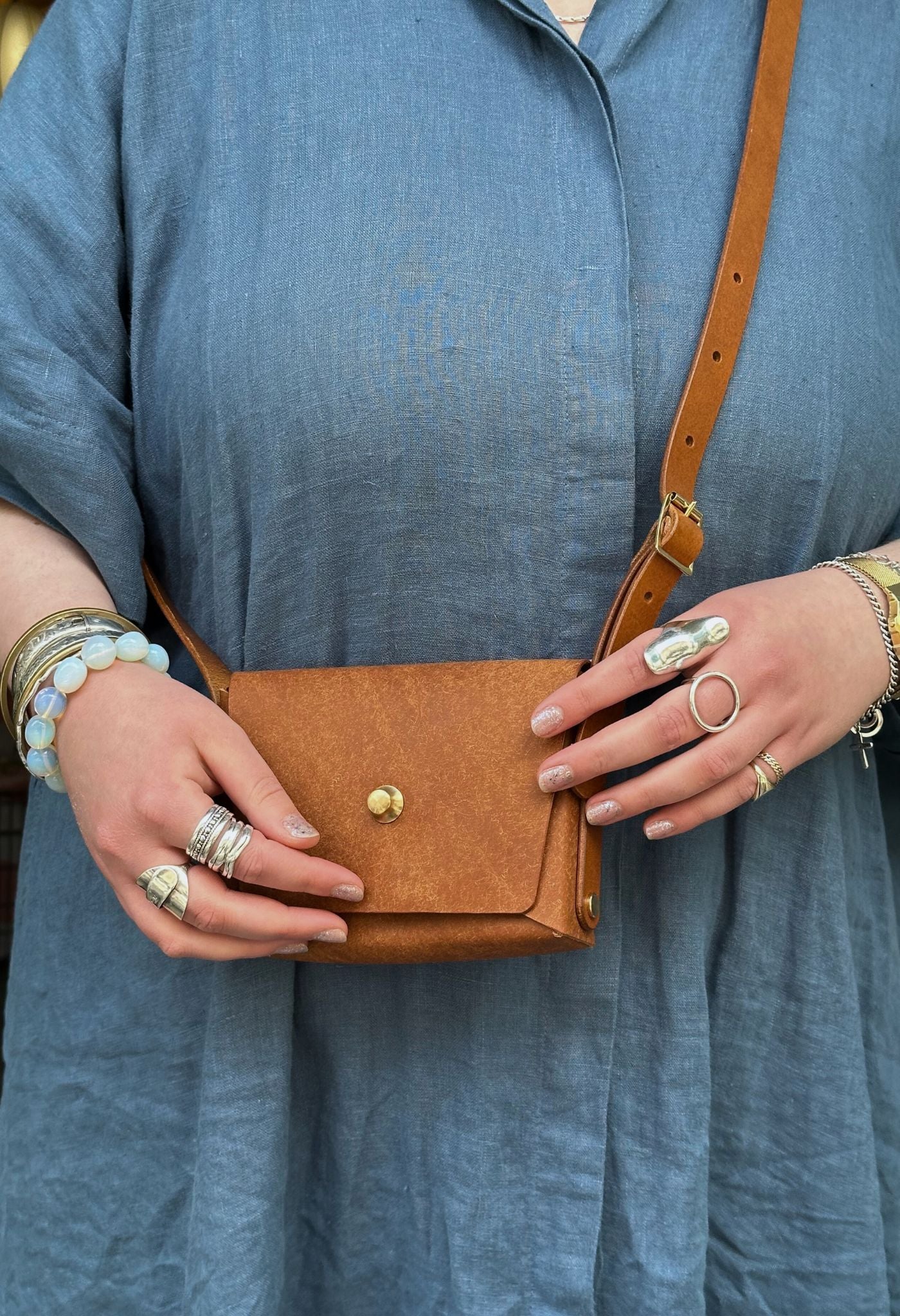 buckled tan brown leather pedro bag