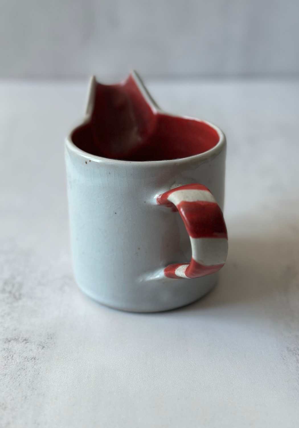 Handmade Welsh Ceramic Candy Striped Pouring Jug