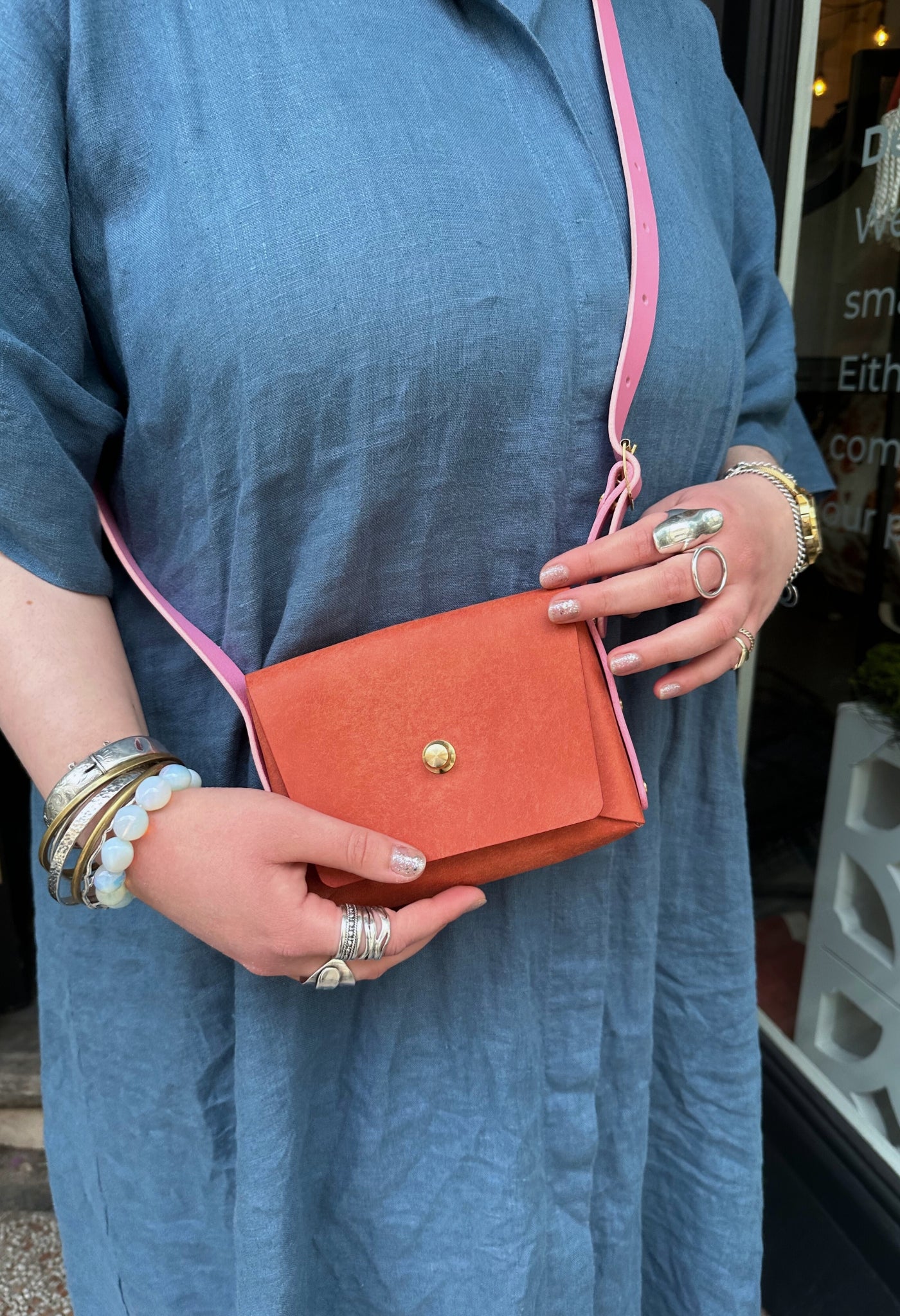 pink leather pedro bag