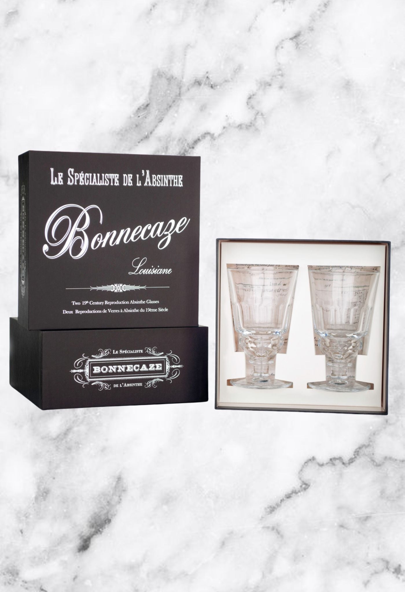 pair of traditional absinthe glasses – vintage cocktail glassware