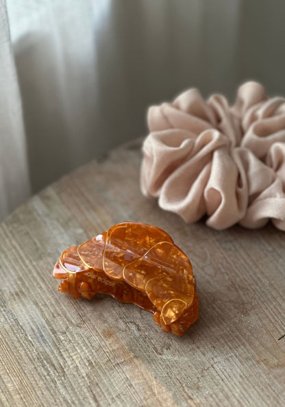 Hand Painted Croissant Hair Claw
