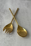 Set of Two Gold Grooved Branch Salad Servers