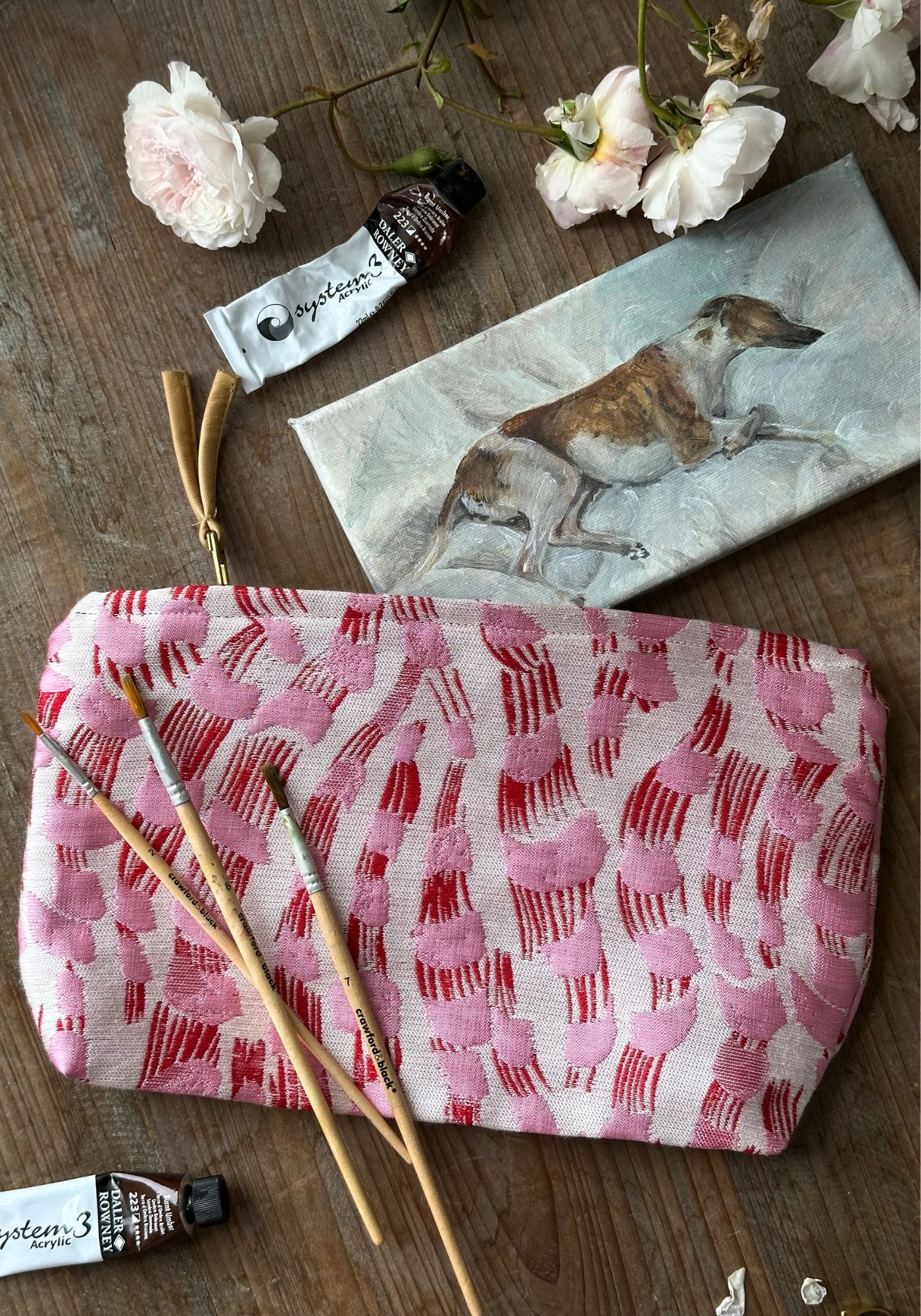 Large Pink Brushstroke Pouch