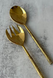 Set of Two Gold Grooved Branch Salad Servers