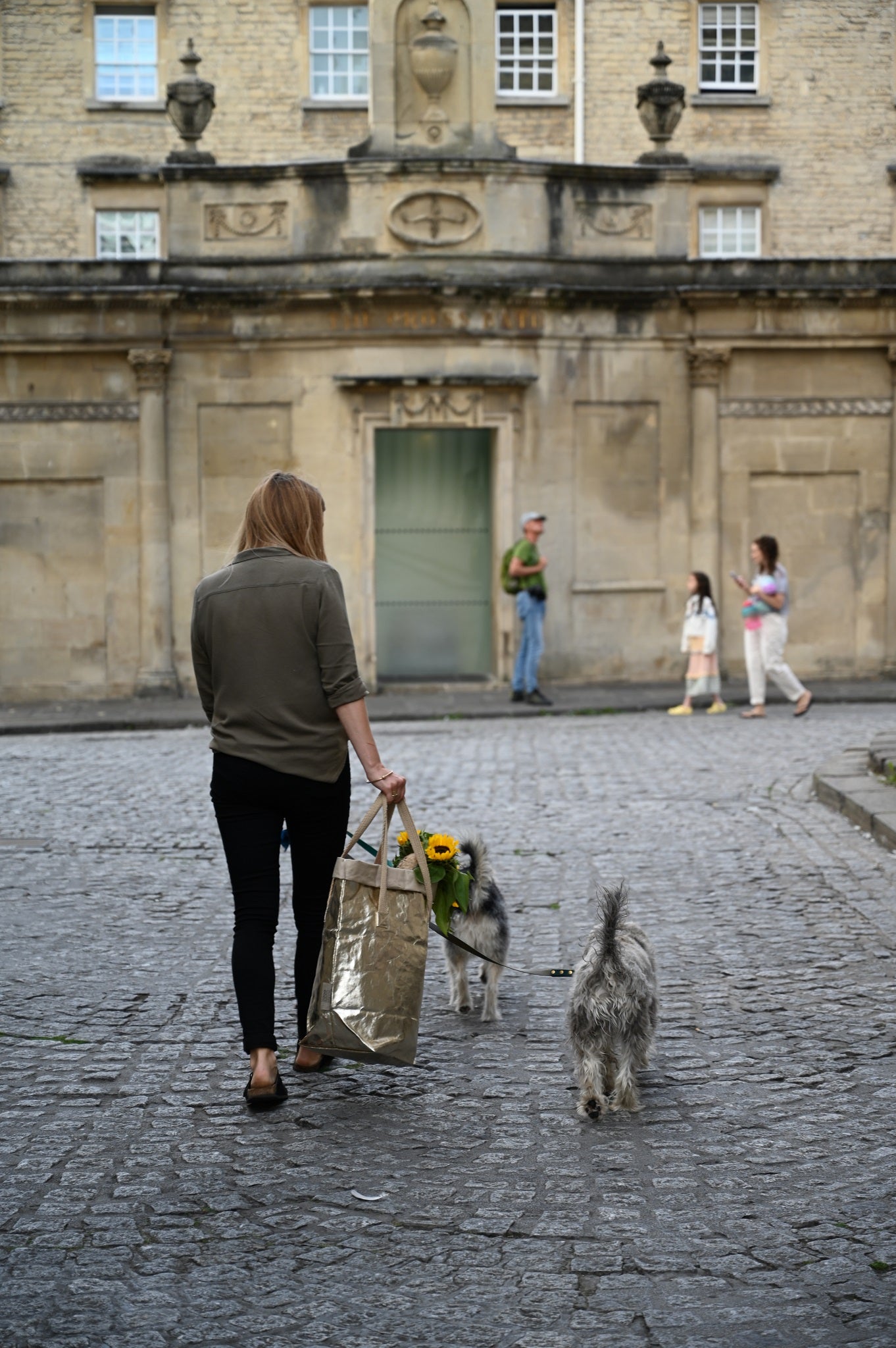 Bella, Gold Bag and Dogs