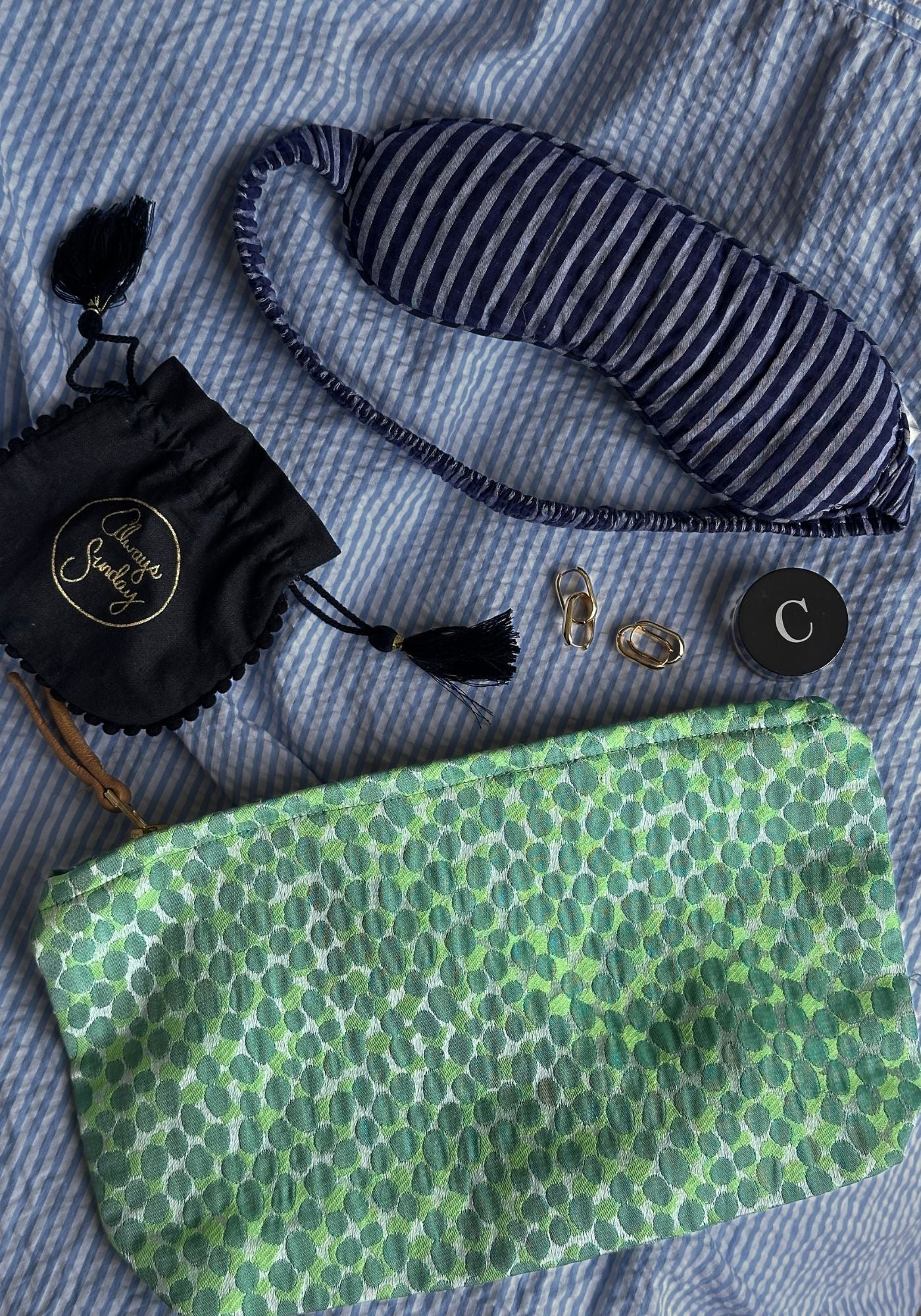 Large Green Dotted Pouch