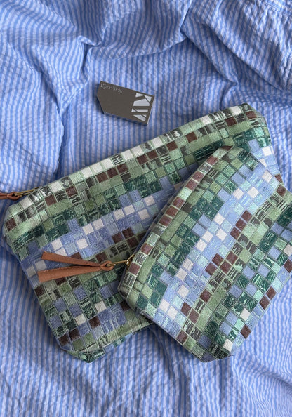 Large Green and Blue Miniature Tile Pouch