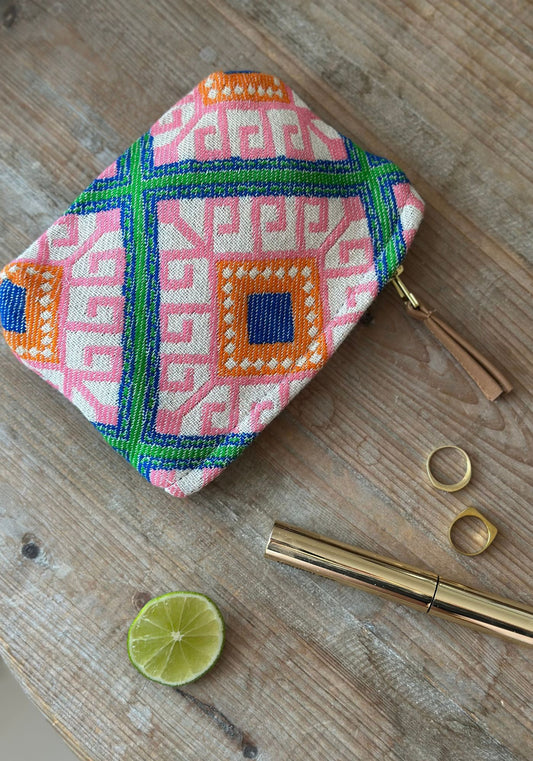 Pink Moorish Tile Print Pouches