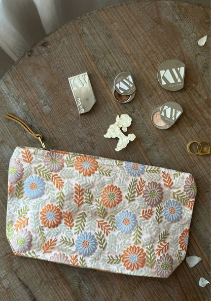 Large Seventies Orange Daisy Pouch