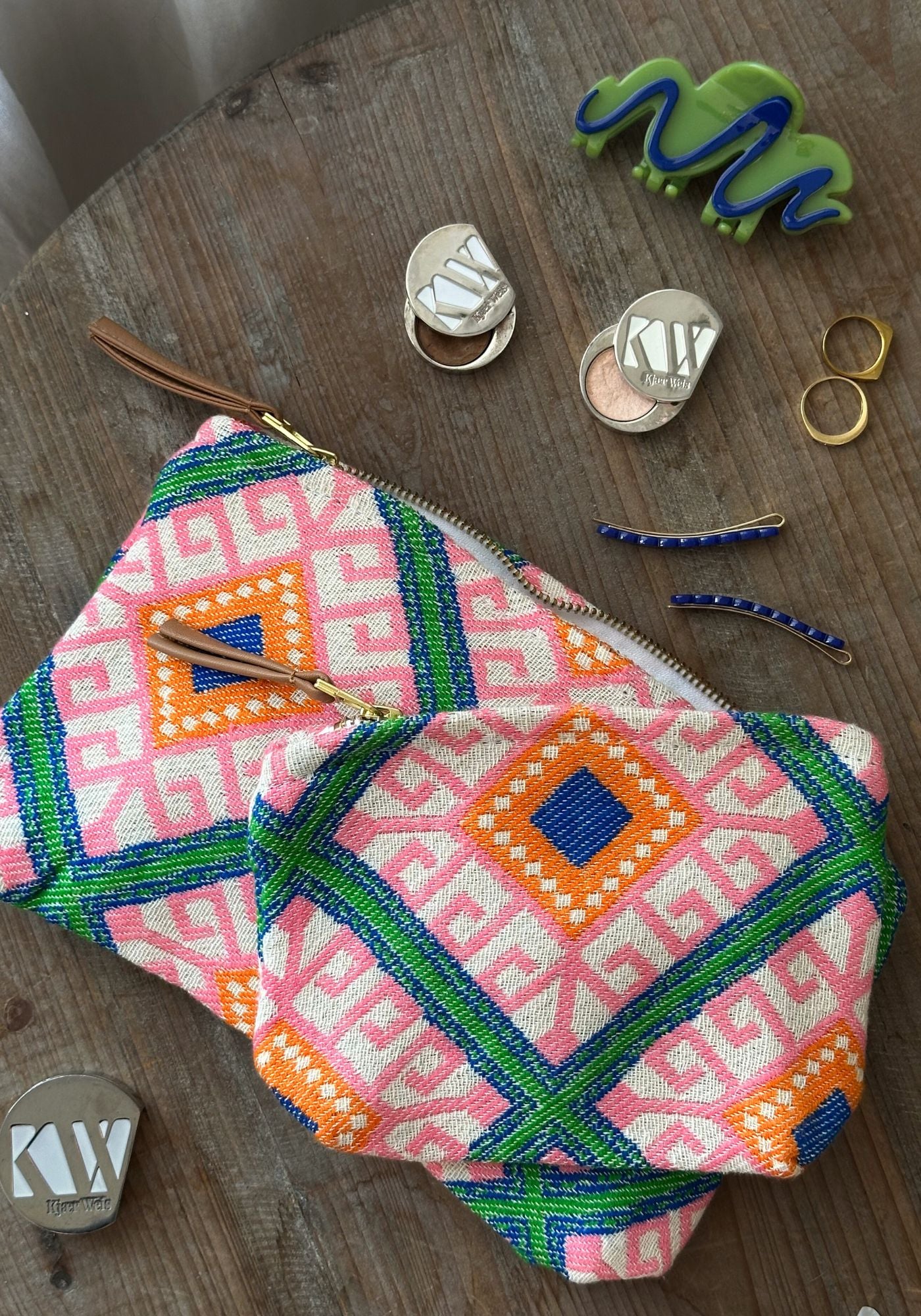 Pink Moorish Tile Print Pouches