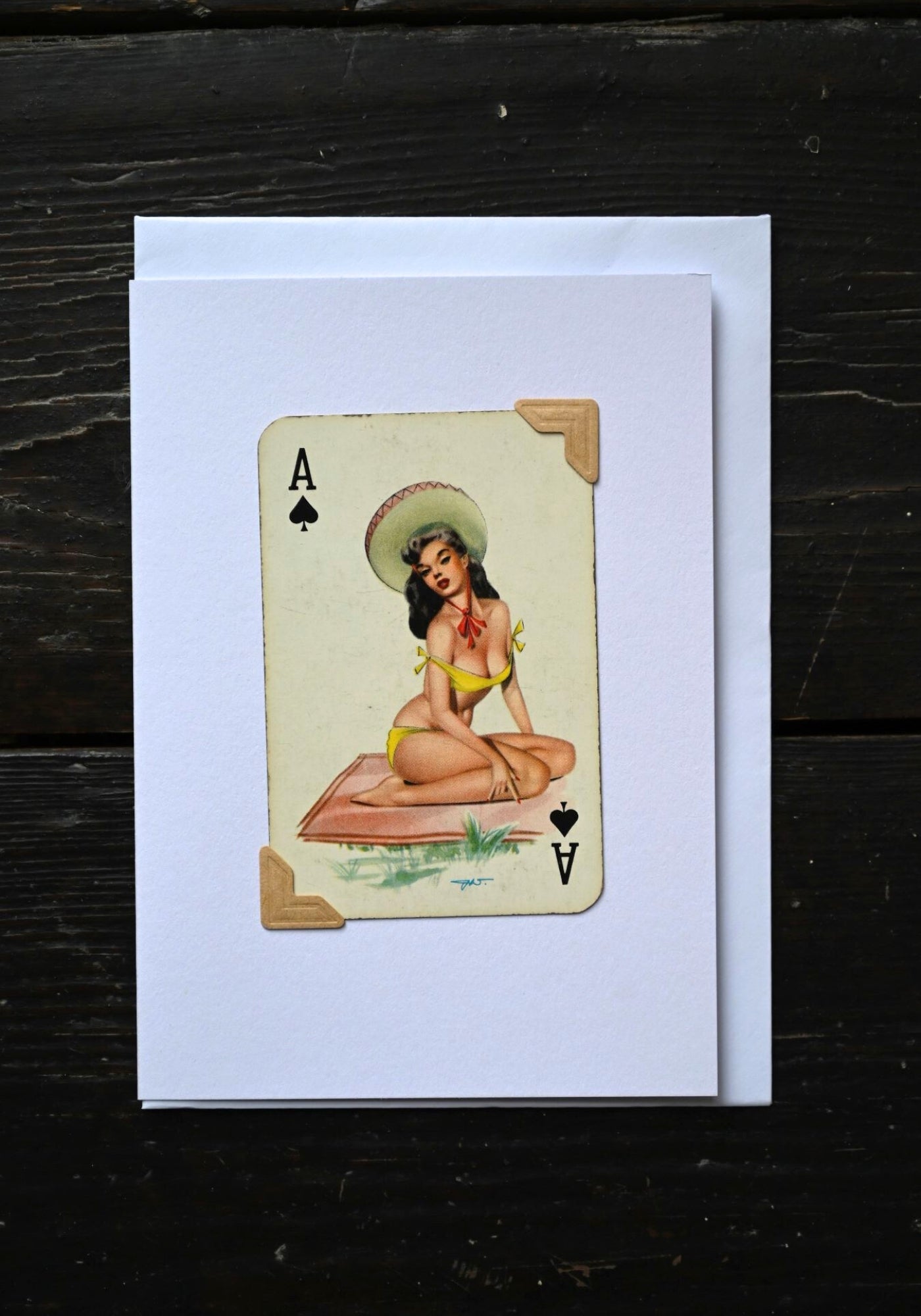 Sunbathing Minx Greetings Card