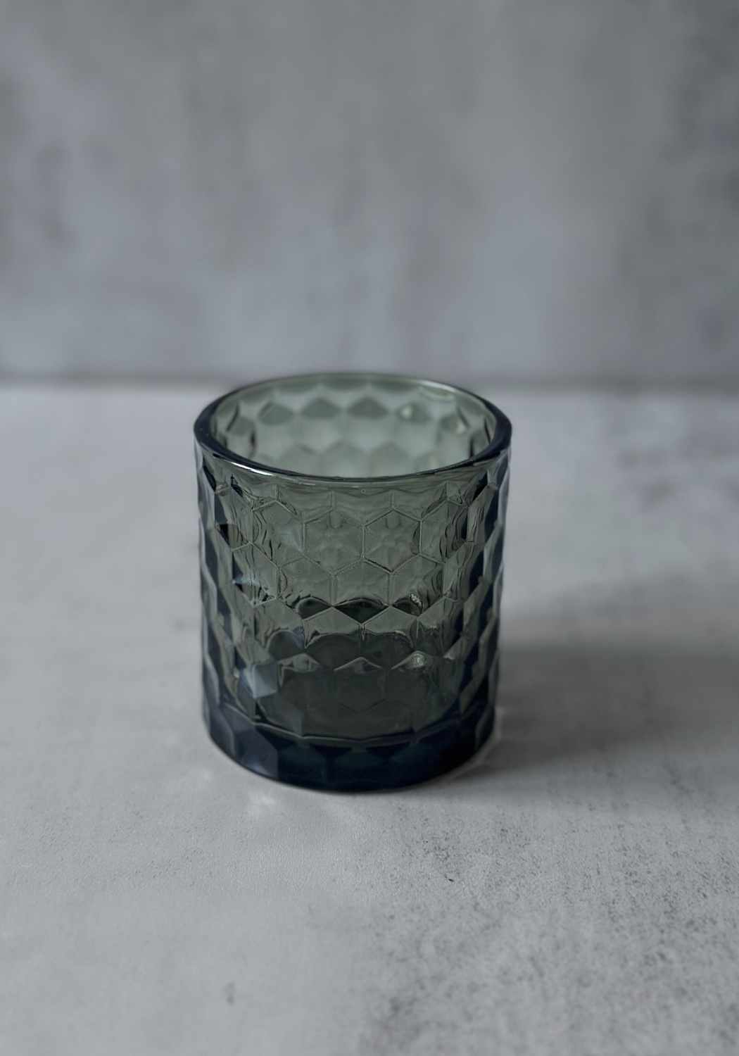 Smoke Grey Glass Tealight Holder