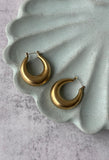 Chunky Brass Drop Hoop Earrings