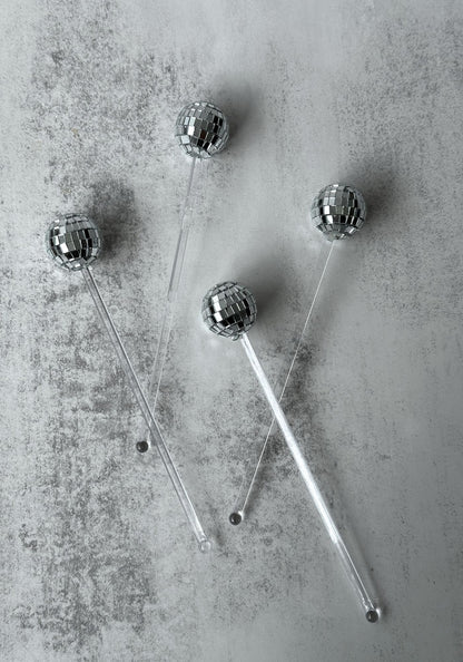 Set of Four Disco Ball Drinks Stirrers