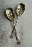 Set of Two Vintage Silver Berry Serving Spoons