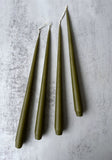 Set of Four Matte Olive Green Taper Candles