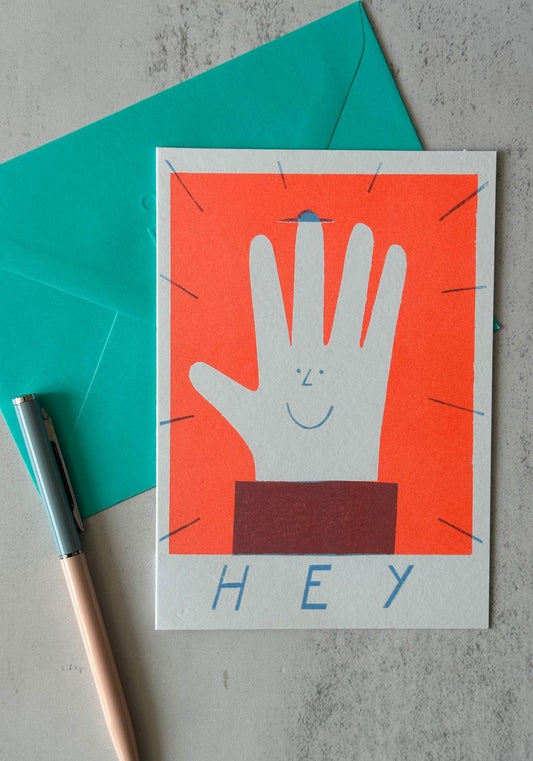 Hey Hands Greetings Card