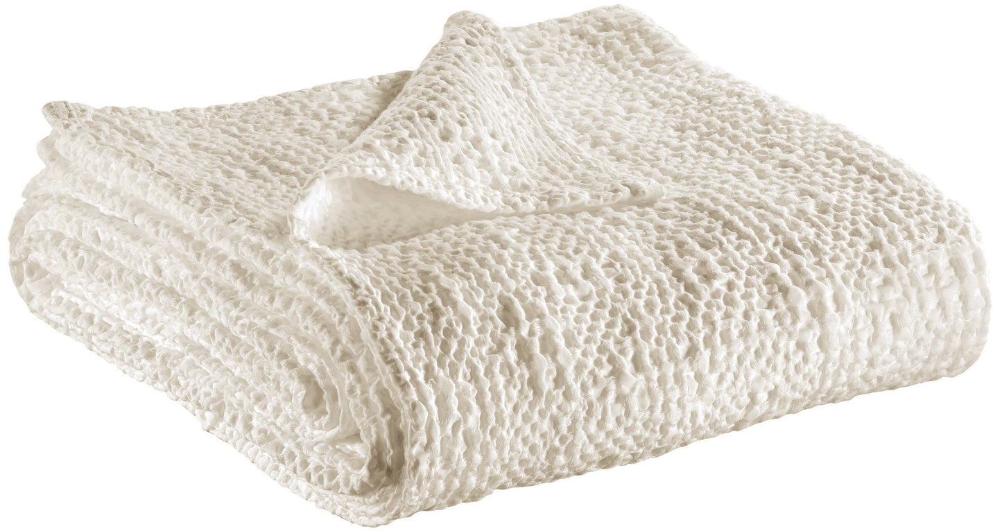 The Neutrals Collection: Snuggle Stonewashed Cotton Waffle Throw (L200 x W140cm)