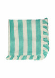 Green Striped Linen Ruffle Edge Napkin