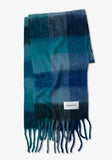 Blue Chunky Check Brushed Scarf