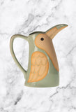 Rustic stoneware Green bird pitcher jug