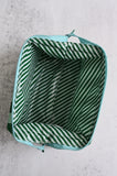 Green Striped Wash Bags