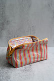 Electric Pink & Sand Striped Wash Bags