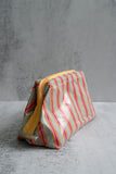 Electric Pink & Sand Striped Wash Bags