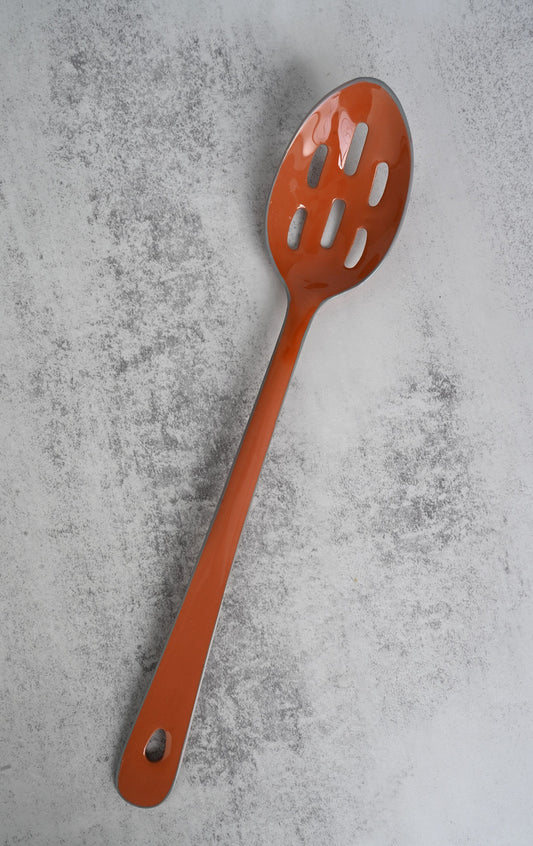 Rhubarb Enamel Slotted Spoon