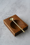 Wooden Salt Cellar with Gold Spoon