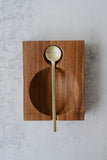 Wooden Salt Cellar with Gold Spoon