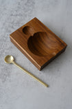 Wooden Salt Cellar with Gold Spoon