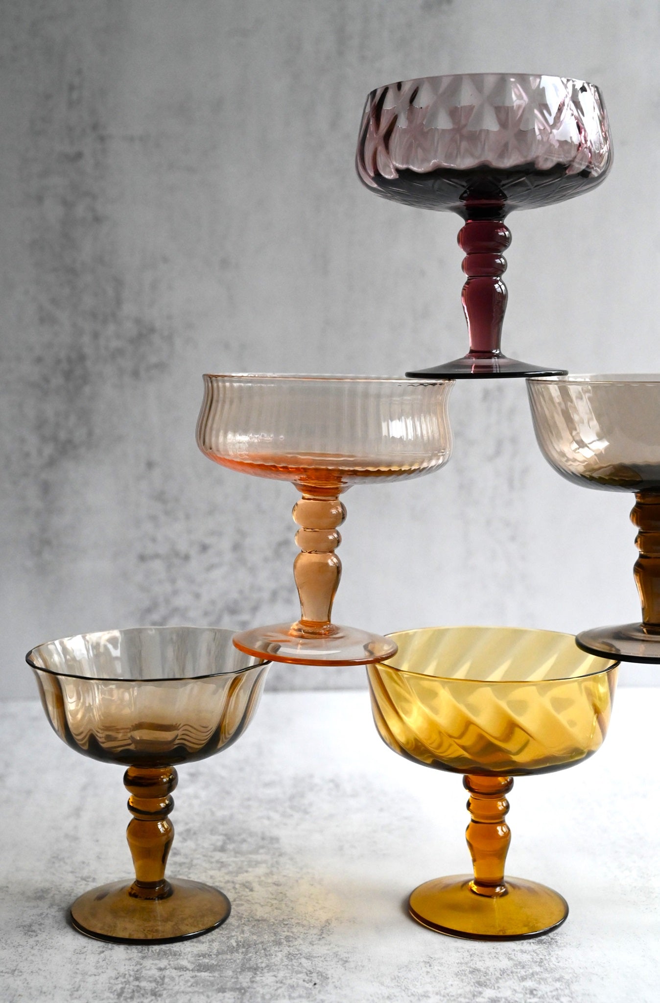 Satz von sechs Jugendstil-Champagner-Coupés 