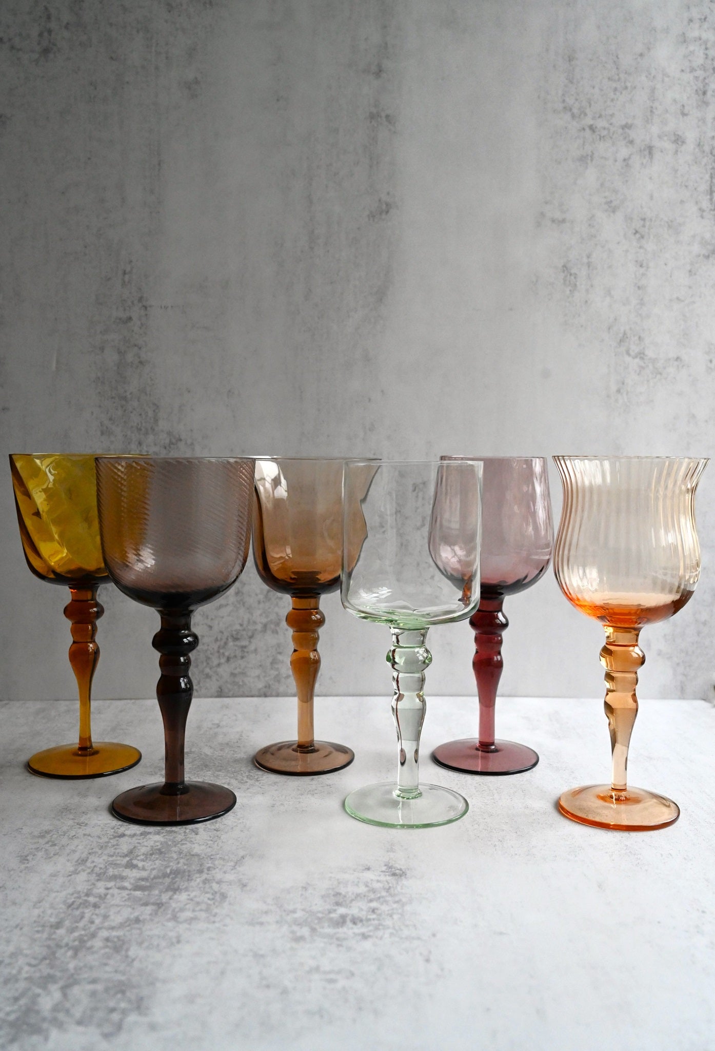 Set of Six Art Nouveau Wine Goblets