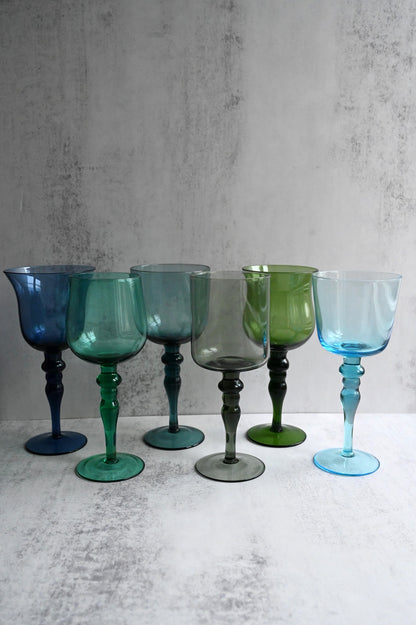 Set of Six Art Nouveau Wine Glasses