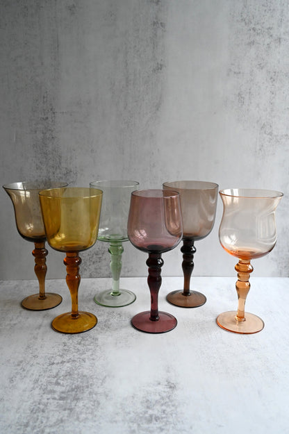 Set of Six Art Nouveau Wine Glasses