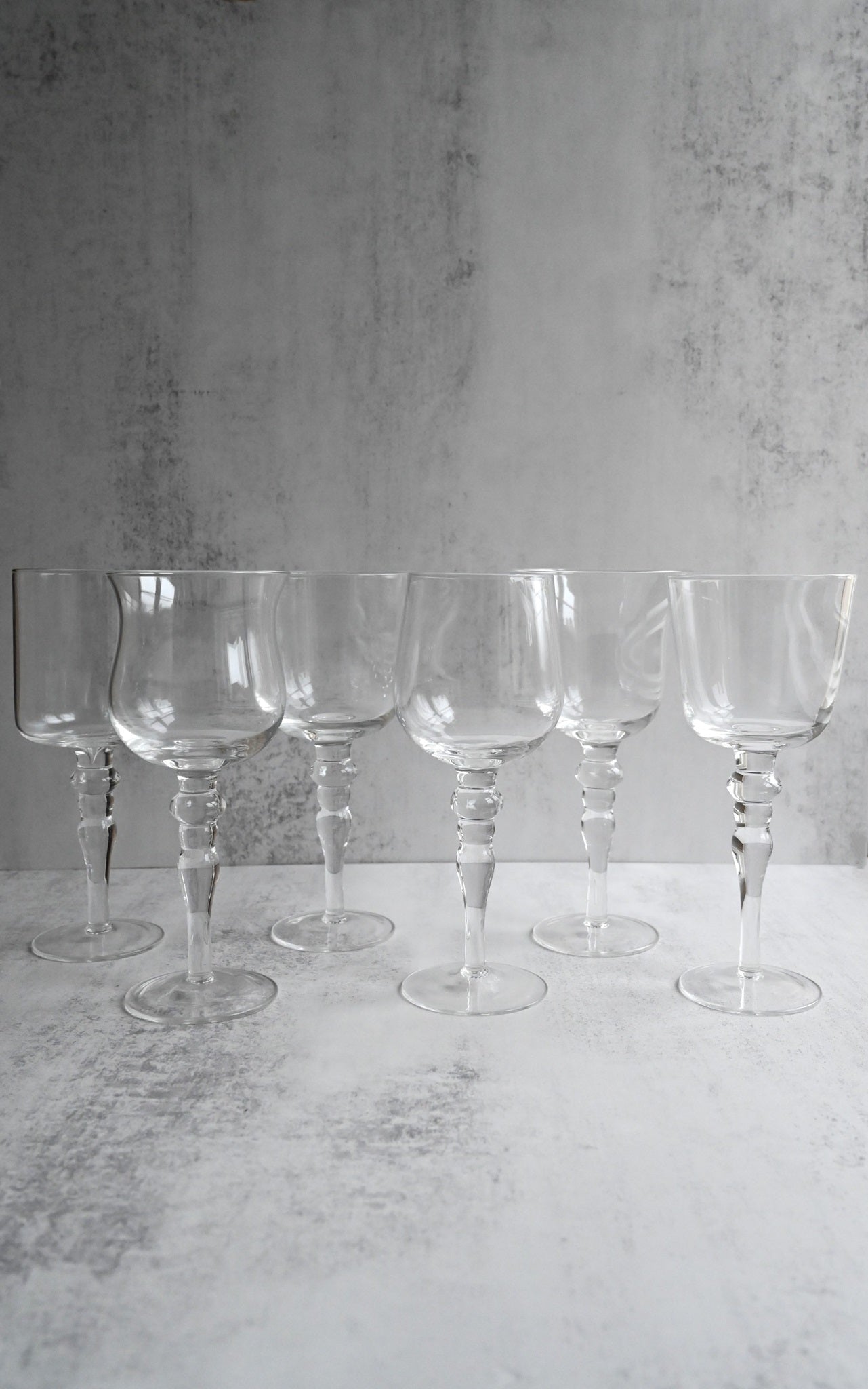 Satz von sechs Jugendstil-Weingläsern 