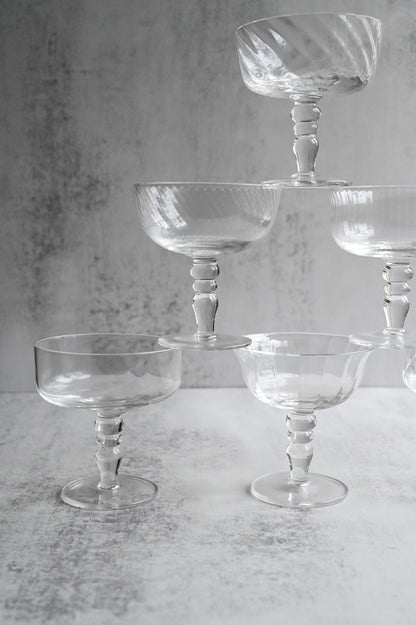 Satz von sechs Jugendstil-Champagner-Coupés 