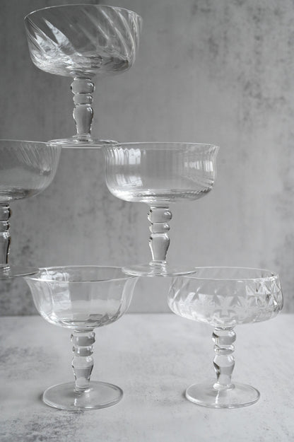 Satz von sechs Jugendstil-Champagner-Coupés 