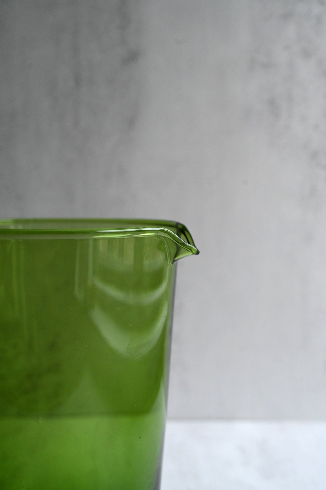 Green Handblown Glass Pitcher