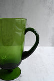 Green Handblown Glass Pitcher