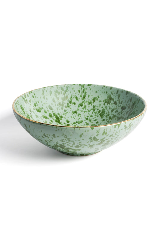 Green Hand Painted Large Ceramic Bowl