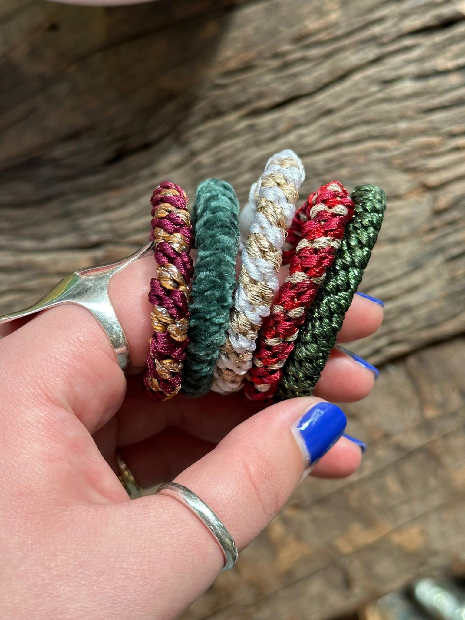 Set of Five Christmas Lexi Braided Hair Bands