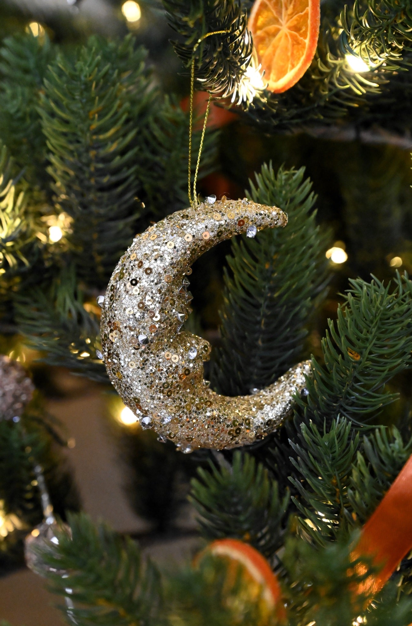 Gold Glitter Moon Decoration