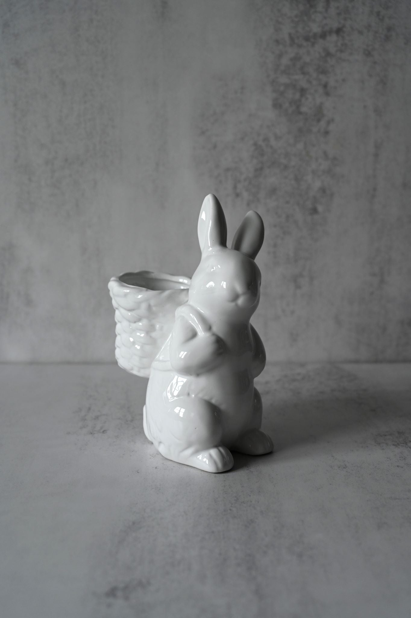 Small White Porcelain Easter Bunny with a Tilted Head