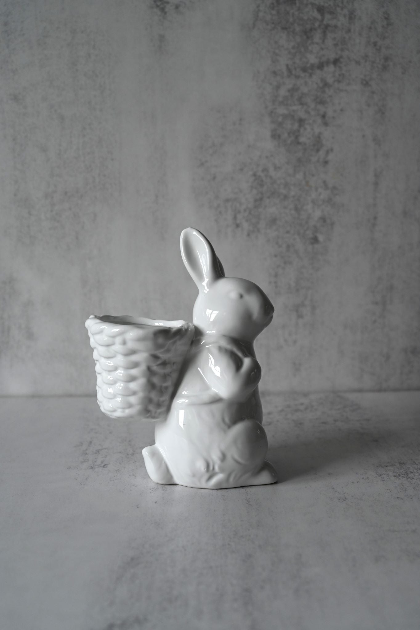 Small White Porcelain Easter Bunny with a Tilted Head