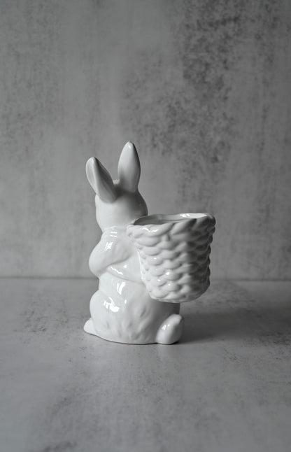 Small White Porcelain Easter Bunny with a Tilted Head