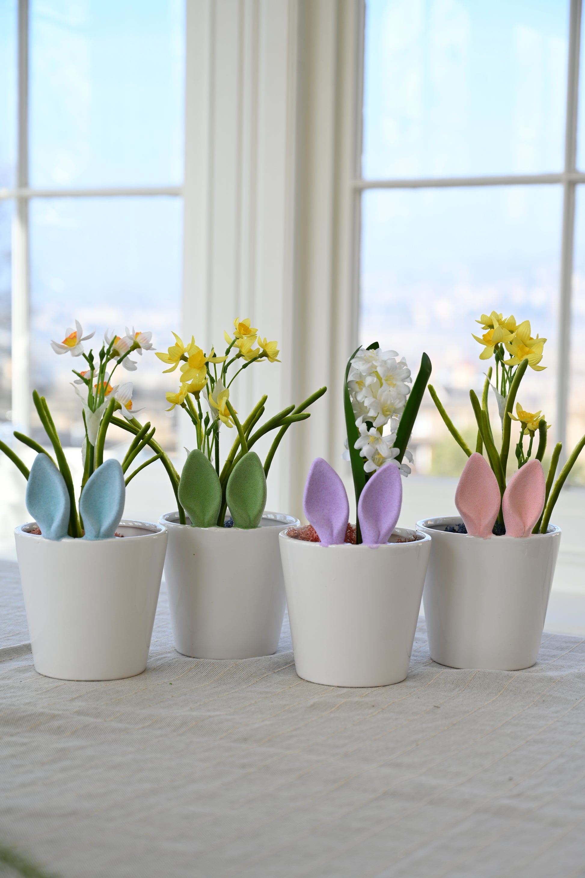 easter plant pots Green Bunny Ears White Ceramic Easter Plant Pot – Always Sunday Store